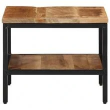 Coffee Table 45x45x35 Cm Solid Rough Wood Mango - Brown - View 3