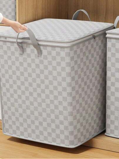Bolsa de almacenamiento de ropa plegable con asa, de gran capacidad, armario transpirable, caja de almacenamiento de ropa con asa y cremallera, bolsa de almacenamiento portátil reforzada, puede almacenar mantas, ropa de cama, organizador de armario ahorrador de espacio, adecuado para dormitorio, hogar, dormitorio, también se puede usar como cesta de la colada y contenedor de almacenamiento de ropa/juguetes limpios.