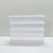 4个透明长方形蔬菜保鲜盒带盖，节省空间的冰箱收纳盒，适用于存放香菜、葱、面条、鸡蛋，感恩节、丰收节、家庭聚会等场合。 - 彩色 - 查看 9