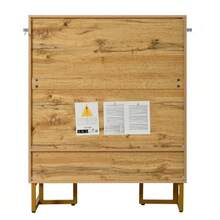Modern, Minimalist Shoe Cabinet, Unique Wood Grain, Golden Iron Frame, Two-Door Storage Cabinet, Narrow Shoe Cabinet, Shoe Rack, Shoe Cabinet For Hallway/Entrance Hall - View 9