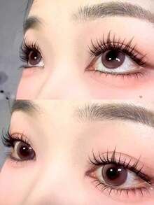 60pcs Natural Looking, Easy To Remove, High-Volume, Suitable For Beginners, Criss-Cross, Cartoon/Nature/Camellia Style, C-Curl, 8-12mm Length, Suitable For Daily, Party, Valentine's Day, Travel, Photography, Holiday Makeup, Segmented Lashes, Individual Lashes, False Eyelashes - C - 查看 2