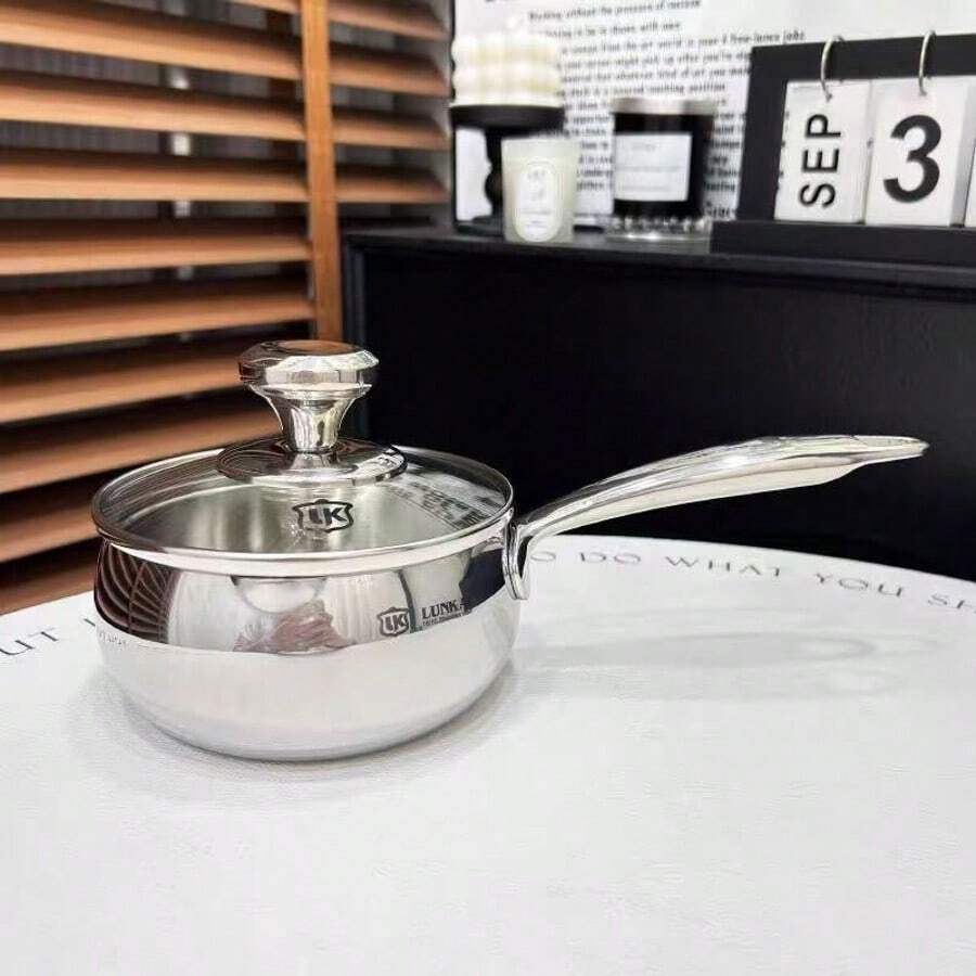 12cm 18/10 Stainless Steel Mini Pot With Lid, Suitable For Heating Milk, Baking, Heating Oil, And Cooking Sauce
