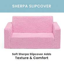 Cozee Flip-out Sherpa 2-in-1 Convertible Sofa to Lounger for - Rosa - Ver 6