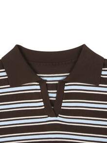 Knit Mix 女士优雅条纹翻领无袖针织套头毛衣，适合春夏休闲、日常、通勤、办公穿着 - 黑色 - 查看 8