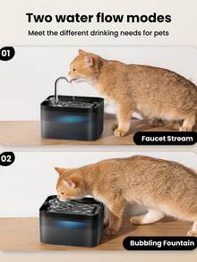 2.2L Large Capacity Cat Water Fountain, Smart Pet Water Dispenser, Ultra Quiet, Easy To Clean, Also Suitable For Dogs, With LED Light And Activated Carbon Filter, Two Water Flow Modes (Adapter Not Included) - 2.2L - View 8