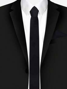 1pc Men's Solid Color Smooth Glossy Texture 2 Inch Slim Necktie, Suitable For Weddings, Christmas Celebrations, Thanksgiving, Parties, And Daily Wear, Accessories, Festival, Graduation Gift, - Navy Blue - View 2