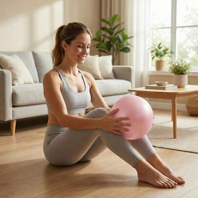 1pc Pink Anti-Burst Mini Pilates Exercise Ball, 25cm Small Yoga Ball For Core Strength Training, Fitness, Yoga, Postnatal Rehabilitation, Gym Workout, Exercise Equipment For Women
