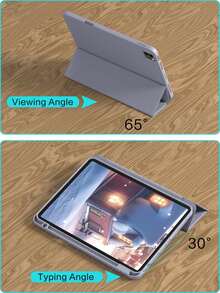 1 chiếc ốp lưng bảo vệ cho iPhone 10.2" thế hệ thứ 9/8/7, 10.9" thế hệ thứ 10, Air 4/5 10.9", Air 11", Pro 11", có khe cắm bút cảm ứng, chất liệu TPU mềm, chức năng tự động bật/tắt màn hình, màu tím nhạt. - Bụi tím - Xem 7