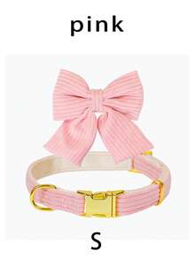 1pc Nylon Adjustable Pet Dog/Cat Collar & Leash Set With Bow Tie, Cute For Chihuahua, Poodle And Other Small/Medium Dogs - Pink - View 6