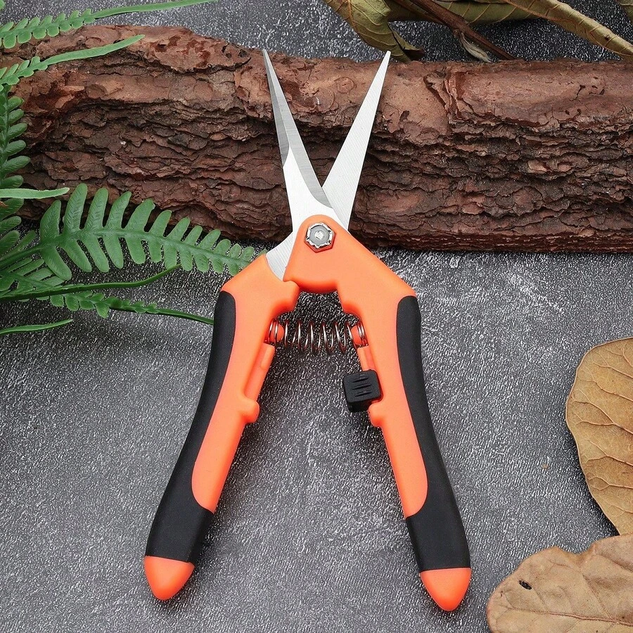 7 Inch Precision Pruning Shears - Stainless Steel Multi-Purpose Gardening Scissors, Suitable For Orchards, Bonsai And Control, With Comfortable Grip - Orange Color - View 1