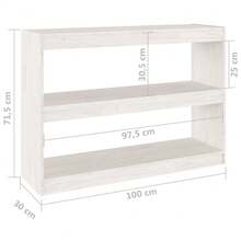 Book Cabinet Room Divider White 100x30x71.5 Cm Pinewood - White - View 8