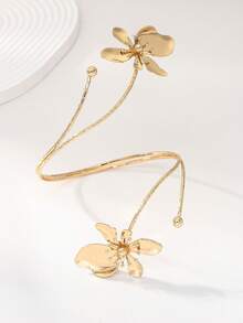 1件朋克风夸张合金金属多色珐琅花卉手链，时尚清新，夏季持久彩色珐琅花卉臂链，适合女性日常佩戴、各种节日、母亲节礼物、社交、派对、活动、海滩、度假等场合。 - 金色 - 查看 2