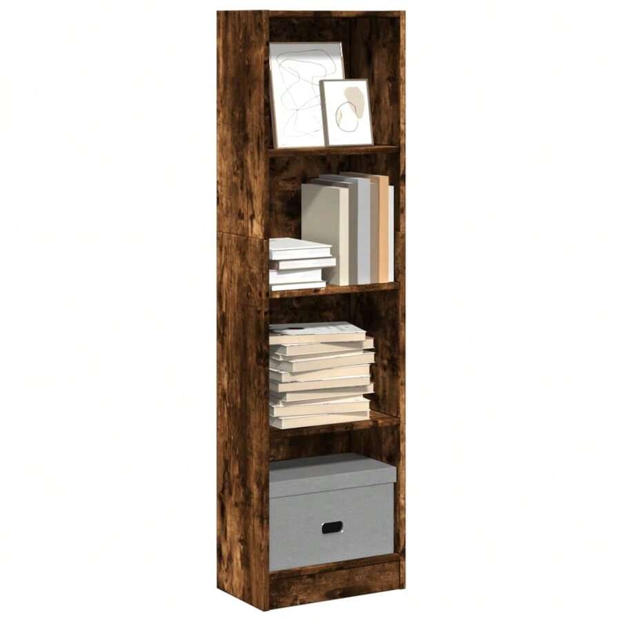 Bookcase Smoked Oak 40x24x143 Cm Engineered Wood - Brown - View 1