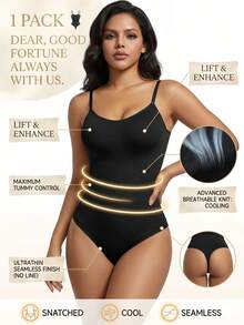 1 bộ định hình liền mạch, nâng eo và mông vô hình, dây đeo co giãn thoải mái, nâng bụng, áo liền quần kèm quần lọt khe, áo liền quần định hình liền mạch dành cho nữ, áo liền quần nâng eo và mông kèm quần lọt khe - màu đen - Xem 7