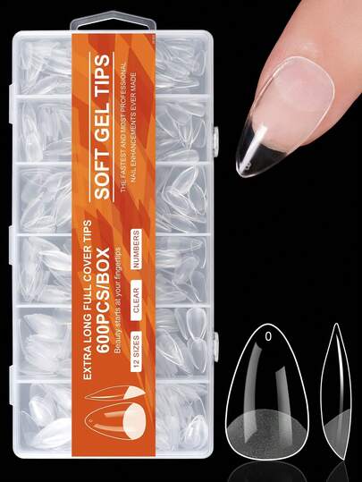 600pcs Soft Gel Fake Nails, Matte Transparent Acrylic Nail Tips, Suitable For Nail Salon Nail Art