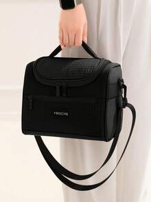 1pc Insulated Lunch Bag, 8L Large Capacity Waterproof Leakproof Lunch Tote Bag Portable Cooler Bag, Thickened Shoulder Picnic Cooler Box - Reusable, Adjustable Shoulder Strap, With Handle And Zipper, For Travel, Work, School Picnic Bag, School Lunch Box, Lunch Box Bag, Multifunctional Picnic Bag, For Teens And Adults Woman For Women Ladies School Supplies Stuff Accessories Back To School Supplies Bag For School School Accessories School Stuff - màu đen - Xem 1