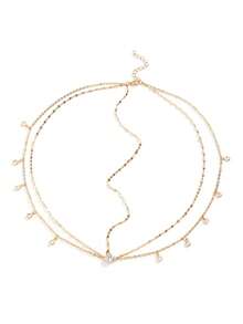 1 chiếc dây cài tóc nhiều lớp sang trọng, thanh lịch, thích hợp cho đeo hàng ngày, dự tiệc tối, đám cưới, làm phụ kiện cài tóc cô dâu, quà tặng. - Vàng - Xem 3