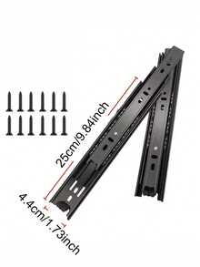 2pcs Fully Telescopic Roller Ball Quiet Drawer Slide Track, Side-Mounted 3-Section Soft Close Slide Track Suitable For Vanity, File Cabinet, Trash Can, Kitchen And Wardrobe - Three-section Rails - View 7