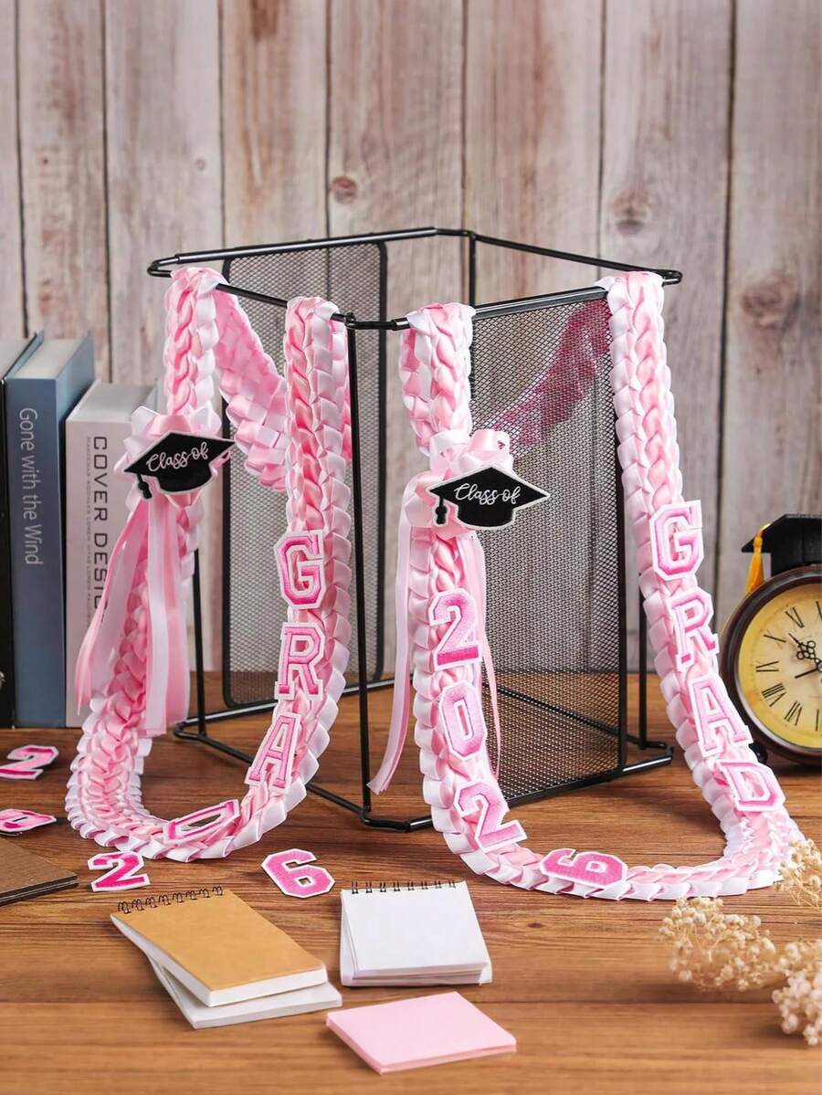 Vòng hoa tốt nghiệp năm 2026, Quà tặng tốt nghiệp năm 2026, Vòng hoa tiền ruy băng thủ công, Vật dụng quà tặng tốt nghiệp - vòng hoa tốt nghiệp thủ công màu hồng - Xem 1