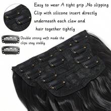 Synthetic Clip In Long Straight Hair Extensions Black Brown Blonde Heat Resistant Hair Extensions 4 Pcs Roman Curly Hair Pieces For Women Daily Party Use - Multicolor - View 6