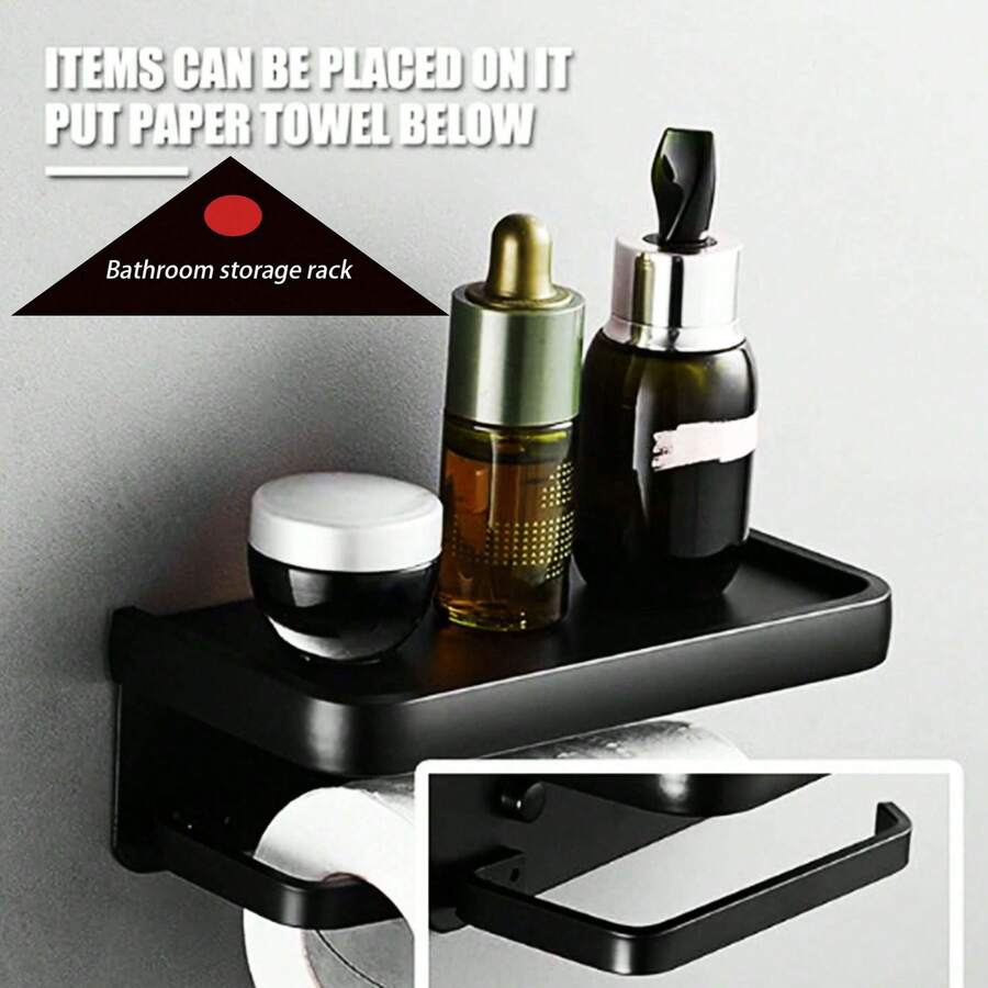 2pcs Universal Black Paper Towel Holder, Modern Non-Fading Toilet Paper Roll Rack, Minimalist Design Suitable For Home, Bathroom, Living Room - Multicolor - View 1