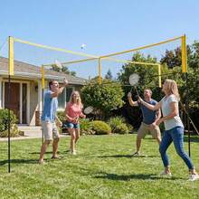 4 Square Volleyball Net For Backyard, 4-Way Volleyball Game Set With Adjustable Heights, Portable Training Net For Beach Lawn, Family Fun Outdoor Games - Yellow - View 3