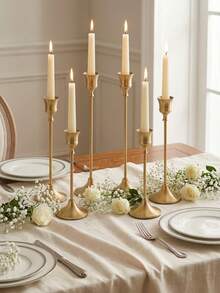 Suportes de Vela Cônica Dourados de Latão - Suportes de Vela e Acessórios Premium, Peças Centrais Decorativas Vintage-Modernas. Perfeito para Decorações de Mesa, Celebrações de Natal, Festas de Casamento, Chás de Panela, Decoração de Jardim ao Ar Livre, Cerimônias, Recepções de Casamento e Peças Centrais de Mesa. - Multicolorido - Visão 9