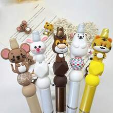 25pcs Animal Shaped Silicone Bead Set, Perfectly Fit For DIY Keychain, Bracelet And Pen Decor | Colorful Variety, Keychain Accessories | Smooth Surface Beads, Beads And Combination Accessories - Multicolor - View 2