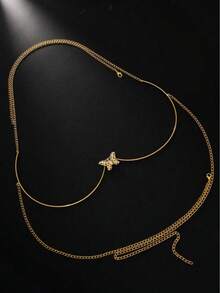 1Pc Sexy Metal Butterfly Body Chain, European And American High-End Nightclub Music Festival Body Jewelry Decoration - Gold - View 2