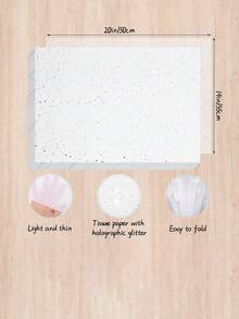 50张白色闪光礼品包装纸套装，礼品包装纸，节日手工装饰纸，DIY礼品包装用品，生日婚礼派对装饰，节日场合，母亲节花束包装，DIY手工礼品袋装饰，房间装饰，家居装饰，墙面装饰，卧室，厨房，盒子，新年和情人节花束 - 白色 - 查看 9