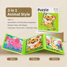 New 3-In-1 Progressive Difficulty Magnetic Puzzle Book, Suitable For Children 3+ Years Old, Educational Logic Development Puzzle Toy, Children's Day/Birthday Gift - Wooden Puzzle Book - View 18
