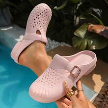 Breathable Slip-On Mules, Lightweight Casual Slippers, Versatile Wear - Pink - View 5