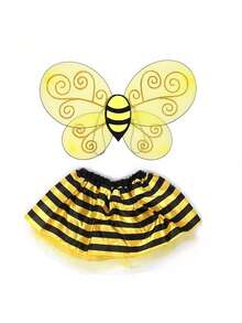 1 Set Cute Halloween Bee Costume And Accessories (Including Headpiece And Wings) - Multicolor - View 6