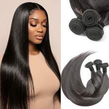 ZHENDEFA 12A巴西直发发束，未经加工的处女发，直发，适合女性，可缝合，快速编织接发，自然黑 - SNatural - 查看 4