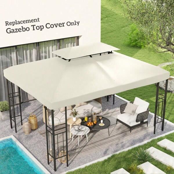 Cubierta de repuesto de 2 niveles para cenador de 13' x 10' para patio, color blanco crema