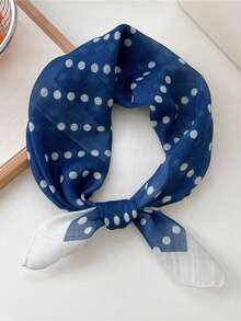 1pc New Minimalist Fresh Japanese Style Polka Dot Square Scarf Accessory - Multicolor - View 2