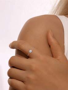 1枚925纯银莫桑石可调节戒指，18K镀金，女士日常佩戴，适合派对、周年纪念、情人节、婚礼、新娘首饰 - 銀 - 查看 2