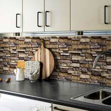 1 Roll 2D Rustic Stone Brick Self Adhesive Wallpaper Peel And Stick Removable Waterproof Textured Wall Stickers For Bedroom Living Room Kitchen Fireplace Accent Walls Home Decor11.81/15.75/17.72in*6.56/9.84/16.4ft - JCDC002 - View 6
