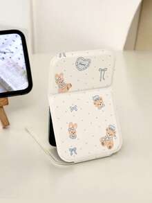 1/2pcs Cute Pink Bow Teddy Bear Folding Makeup Mirror, Adjustable Height Desktop Mirror, Portable Travel Pocket Mirror, Mini Handheld Mirror, Multiple Patterns Available, Birthday/Holiday Gift For Her - Multicolor - View 11