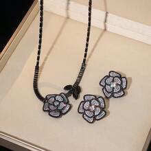1 Set de joyería de lujo con zirconia brillante totalmente engastada en forma de lágrima rosa, accesorios para vestido de gala de boda - Multicolor - Ver 10