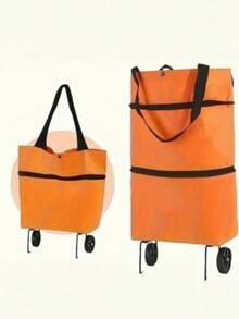 2-In-1 Foldable Wheeled Shopping Bag - Multifunctional Portable, Made Of Oxford Cloth, Suitable For Outdoor Storage, Laundry Bag, Grocery Shopping, Gym Bag, Compact - Multicolor - View 10