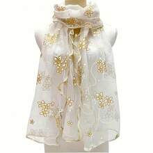 Fashionable Floral Embroidered Scarf - Breathable And Windproof Shawl, Versatile Accessory Travel And Outdoor Activities - Purple - View 9