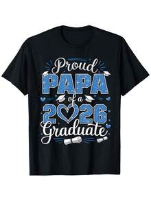 Proud Father Of A Graduate From The Class Of 2026 - Unisex T-Shirt For Fall, Halloween, Christmas, Thanksgiving, And Veterans Day, Perfect Graduation Gift For Parents, Friends, Family, And Colleagues (Shirt Only) - 黑色 - 查看 6