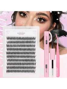 80PCS (8-15mm) Of Eyelash D Curly Mink Eyelash Expansion Kit, Natural Appearance And Soft Personal Long Eyelashes. Lash Clusters,Eye Lash Clusters,Individual Eyelashes,Lashes,Lashes - 黑色 套裝 - 查看 3