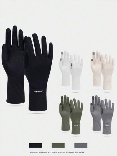 1 Pair UPF99+ Mid-Length Silky Sunscreen Gloves For Women, Summer Driving/Cycling Anti-Slip Touchscreen Protective Sleeves