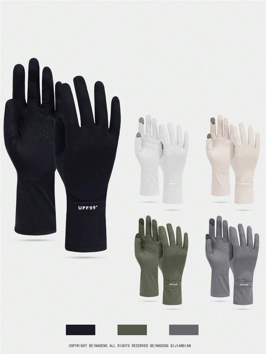 1 Pair UPF99+ Mid-Length Silky Sunscreen Gloves For Women, Summer Driving/Cycling Anti-Slip Touchscreen Protective Sleeves - A - View 1