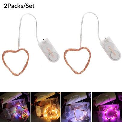 2 bộ, tổng chiều dài 1 mét dây đèn LED bằng đồng - Đèn trang trí phông nền chụp ảnh cưới, Giáng sinh, đèn trang trí rèm cửa phòng ngủ, đèn trang trí trong nhà sáng tạo (Hộp pin màu ngẫu nhiên)