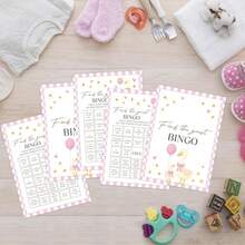 Jeu de bingo oie rose, convient pour 50 invités, révélation du , cartes et décorations pour baby shower - A - Voir 5