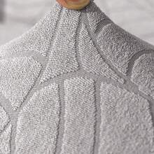 1-Seater 2pcs Set / 2-Seater 3pcs Set / 3-Seater 4pcs Set Waterproof Jacquard Big Leaf Sofa Seat Cushion Cover, Elastic Jacquard Sofa Slipcover, Furniture Seat Pad, Machine Washable - Light Grey - View 8