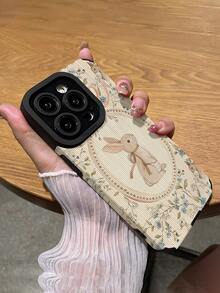 1个精美手绘蓝色花朵和兔子图案竖款仿皮软壳手机保护套，适合作为生日/节日礼物送给朋友、家人、情侣，适用于 17/ 17 Air/ 17 Pro/ 17 Pro Max/ 16/ 16 Plus/ 16 Pro/ 16 Pro Max/ 15/ 15 Plus/ 15 Pro - 彩色 - 查看 5